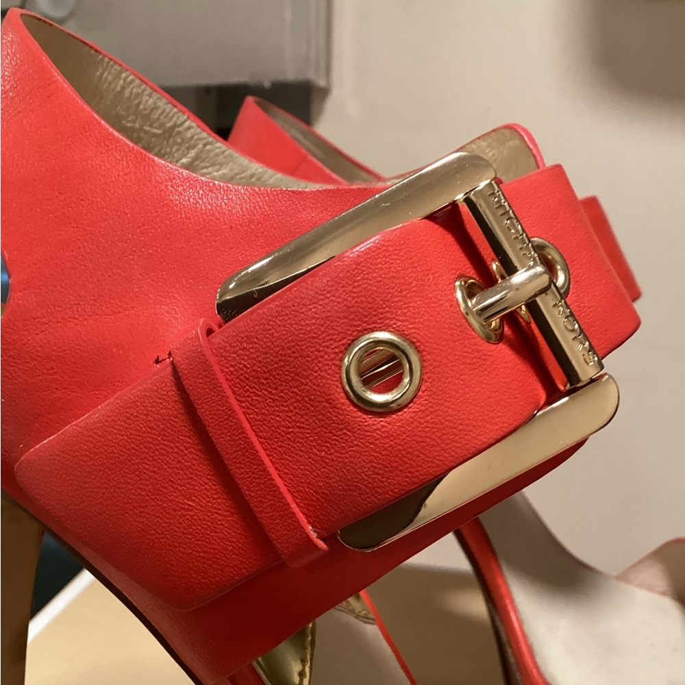 Michael Kors Becca Leather Platform Sandel in Mandarin 9M - Picture 8 of 12